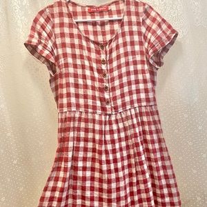 Pyne and smith St Helier check knee length linen dress with pocketd